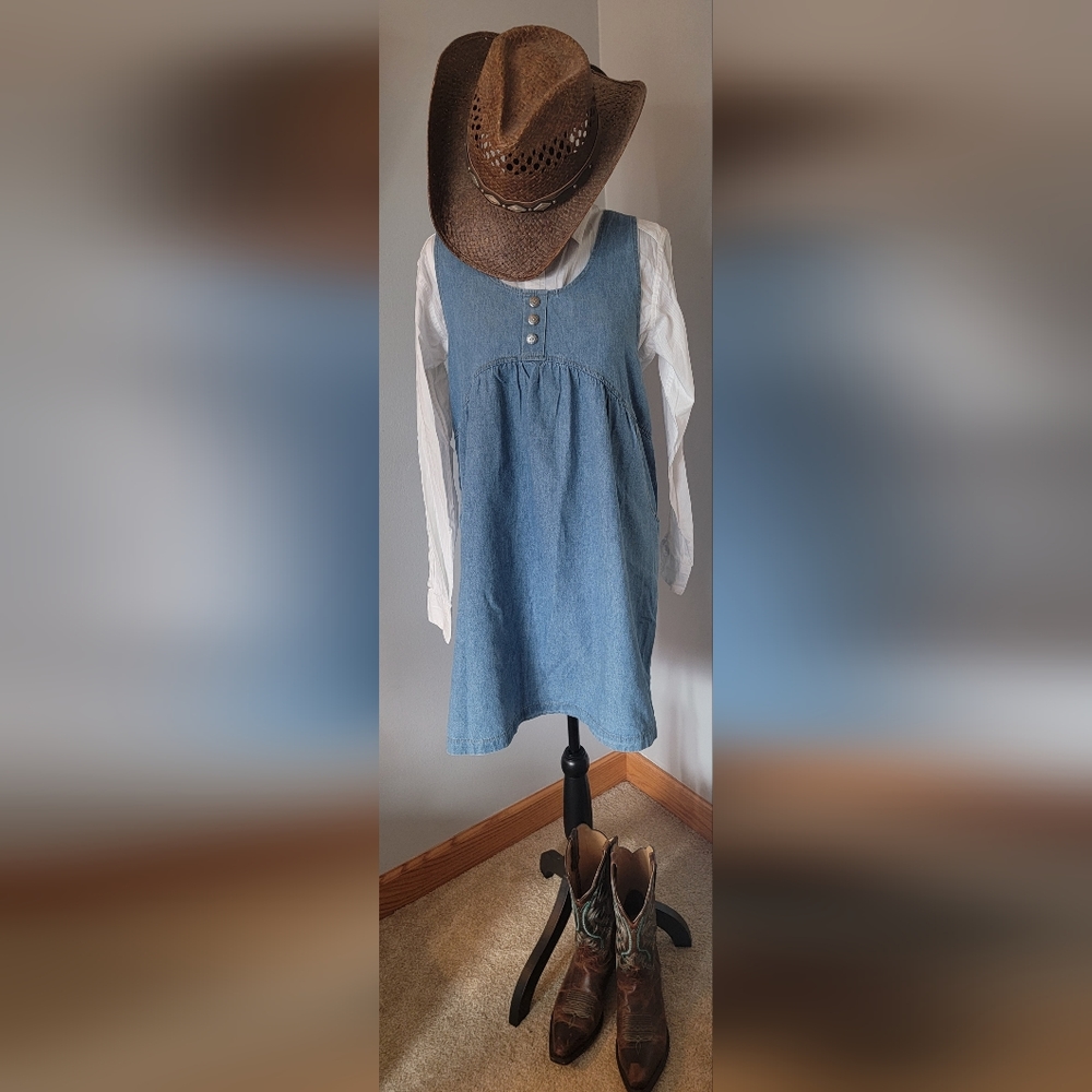 *Vintage* Maternity Denim Jumper Dress size 8